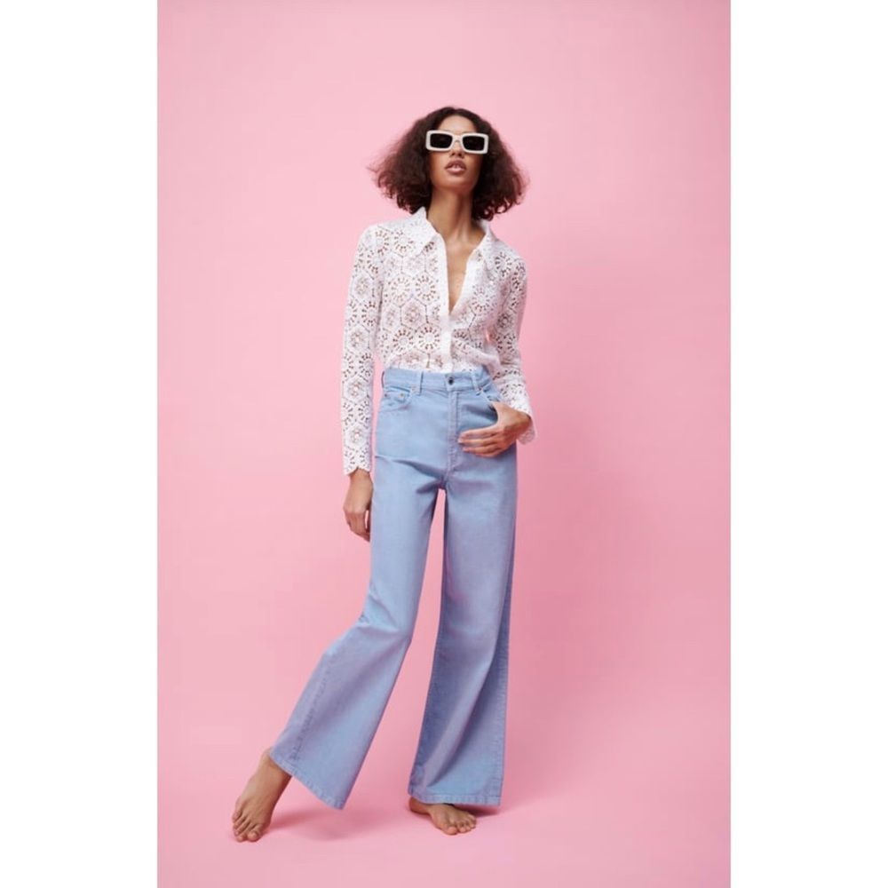 EUC Zara Wild Lavender The Trute Wide Leg High Rise Retro Denim Jeans Size: 6